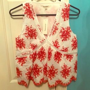 Francesca’s summer red and white blouse tank top